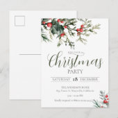 Carte Postale Elégante aquarelle Noël Fête Invitation (Devant / Derrière)