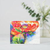 Carte Postale Elégante aquarelle rouge florale (Debout devant)