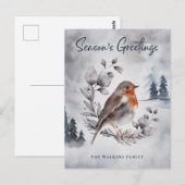 Carte Postale Elégante aquarelle Winter American Robin Postcard (Devant / Derrière)