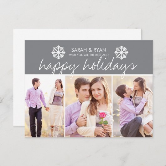 Carte postale élégante avec photo Joyeuses Fêtes r (Devant / Derrière)