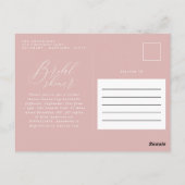 Carte Postale Élégante baby shower rose poudré floral rustique (Dos)