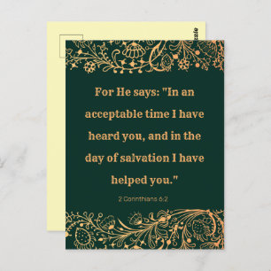 Carte Postale Élégante Bible Motif Orientale Vert Or