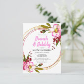 Carte Postale Elégante Boho Floral Berry Fête des mariées or ros (Debout devant)