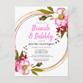 Carte Postale Elégante Boho Floral Berry Fête des mariées or ros (Devant)