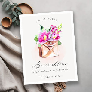 Carte Postale Élégante boîte aux lettres florale rose vif J'ai d