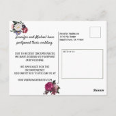 Carte Postale Elégante Bourgogne et Fleurs roses Changer de date (Dos)