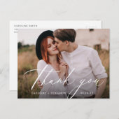 Carte Postale Elégante calligraphie classique photo merci postca (Devant / Derrière)