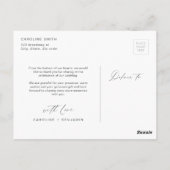 Carte Postale Elégante calligraphie classique photo merci postca (Dos)