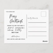 Carte Postale Élégante Calligraphie de Noël Joyeux (Dos)