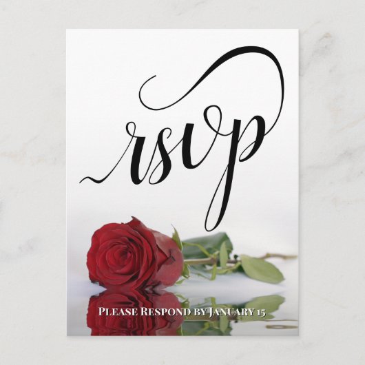 Carte Postale Élégante calligraphie et mariage rose rouge RSVP (Devant)