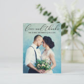 Carte Postale Élégante Calligraphie Mariage Amour Merci Photo (Debout devant)