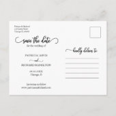 Carte Postale Élégante Calligraphie Mariage Enregistrer La Date  (Dos)