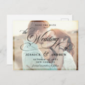 Carte Postale Élégante calligraphie Mariage Enregistrer la date (Devant / Derrière)