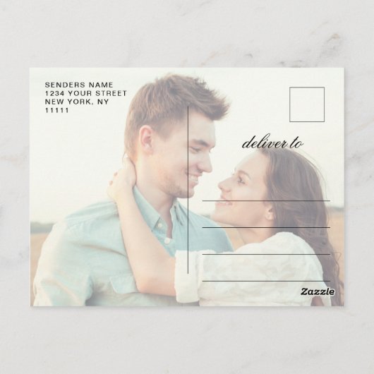 Carte Postale Élégante calligraphie Mariage Enregistrer la date (Dos)