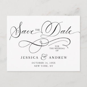 Carte Postale Élégante calligraphie Mariage Enregistrer la date