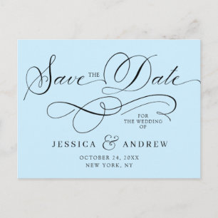 Carte Postale Élégante calligraphie Mariage Enregistrer la date 