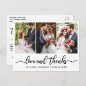 Carte Postale Élégante calligraphie Mariage Merci 3 Photo (Devant / Derrière)