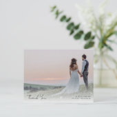 Carte Postale Élégante calligraphie Mariage photo Merci (Debout devant)