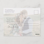 Carte Postale Élégante calligraphie Mariage photo Merci (Dos)