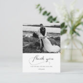 Carte Postale Elégante calligraphie mariage photo merci (Debout devant)