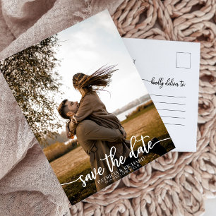 Carte Postale Élégante calligraphie mariage photo save the date