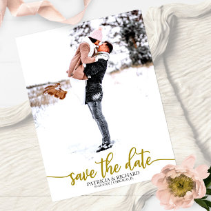 Carte Postale Élégante calligraphie mariage photo save the date
