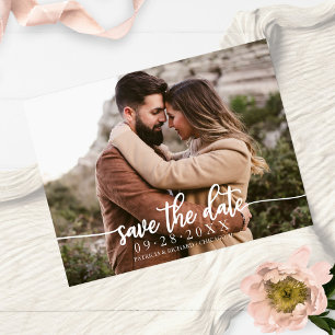 Carte Postale Élégante calligraphie mariage photo save the date