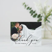 Carte Postale Élégante Calligraphie Moderne Merci Mariage (Debout devant)