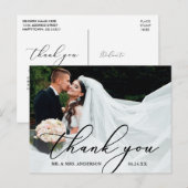 Carte Postale Élégante Calligraphie Moderne Merci Mariage (Devant / Derrière)