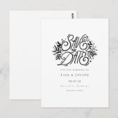 Carte Postale Élégante calligraphie noir et blanc Enregistrer la (Devant / Derrière)