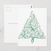 Carte Postale Élégante calligraphie rouge et verte Arbre de Noël (Devant / Derrière)