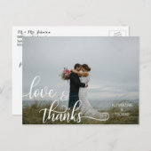 Carte Postale Élégante calligraphie Script LOVE & MERCI avec/ PH (Devant / Derrière)