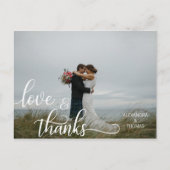 Carte Postale Élégante calligraphie Script LOVE & MERCI avec/ PH (Devant)