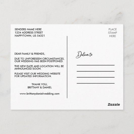 Carte Postale Élégante Calligraphie Script Photo Modifier La Dat (Dos)
