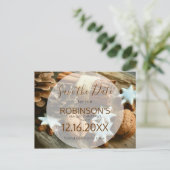 Carte Postale Élégante cannelle Enregistrer la date (Debout devant)