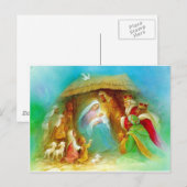 Carte Postale Elégante crèche, Marie Jésus Joseph (Devant / Derrière)