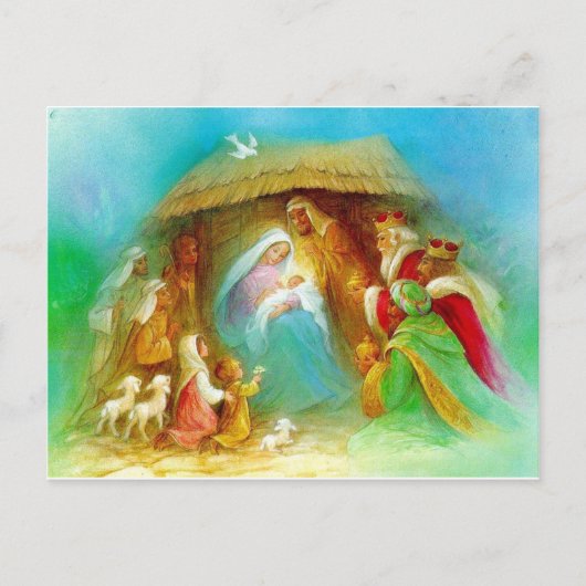Carte Postale Elégante crèche, Marie Jésus Joseph (Devant)