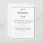 Carte postale élégante de l'information de mariage (Devant / Derrière)