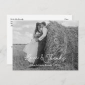 Carte postale élégante de Merci Mariage (Devant / Derrière)