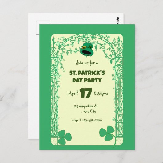 Carte Postale Elégante décoration Shamrock Frame St. Patricks Da (Devant / Derrière)