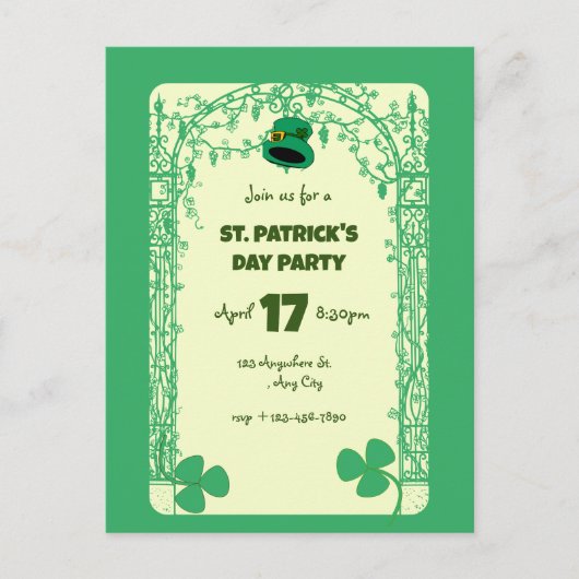 Carte Postale Elégante décoration Shamrock Frame St. Patricks Da (Devant)