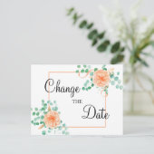 Carte Postale Elégante Eucalyptus Green Peach Changer la date (Debout devant)