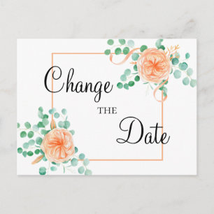 Carte Postale Elégante Eucalyptus Green Peach Changer la date