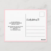 Carte Postale Élégante Faire-part de déplacement rose moderne (Dos)