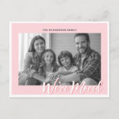 Carte Postale Élégante Faire-part de déplacement rose moderne (Devant)