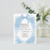 Carte Postale Elégante Fête des mariées Blue Bow Hydrangea (Debout devant)