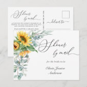 Carte Postale Elégante Fête des mariées Eucalyptus Tournesol Par (Devant / Derrière)