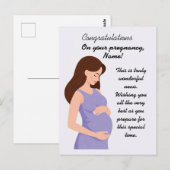 Carte Postale Elégante fiche de grossesse Félicitations (Devant / Derrière)