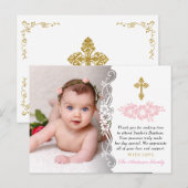 Carte Postale Élégante fille Merci de baptême (Devant / Derrière)