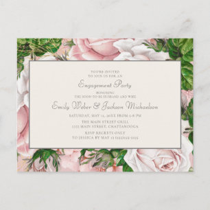 Carte Postale Élégante Fleur rose pâle et crème pour fiançailles